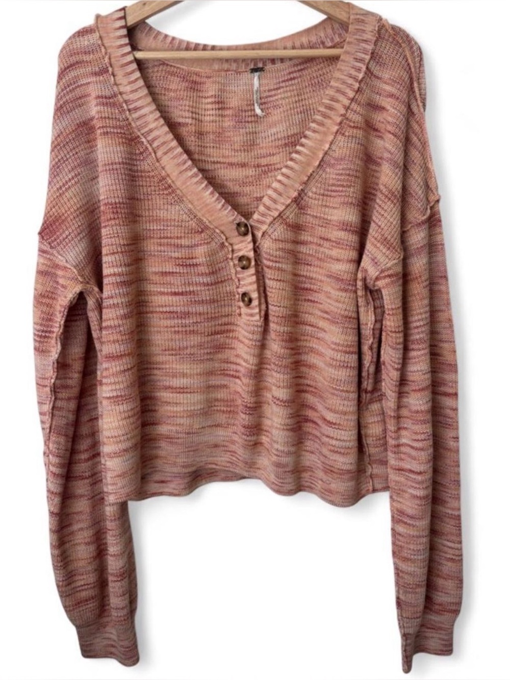 Free People Mercury Henley Sweater Dried Roses S